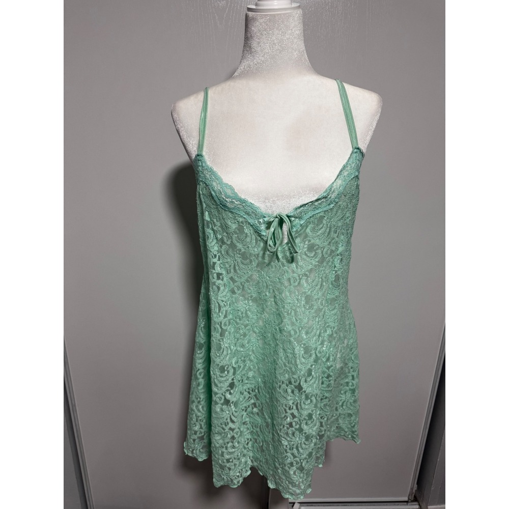 Delicates Lace Mini‎ Slip Dress Green Lingerie Adjustable Strap Large Women Top